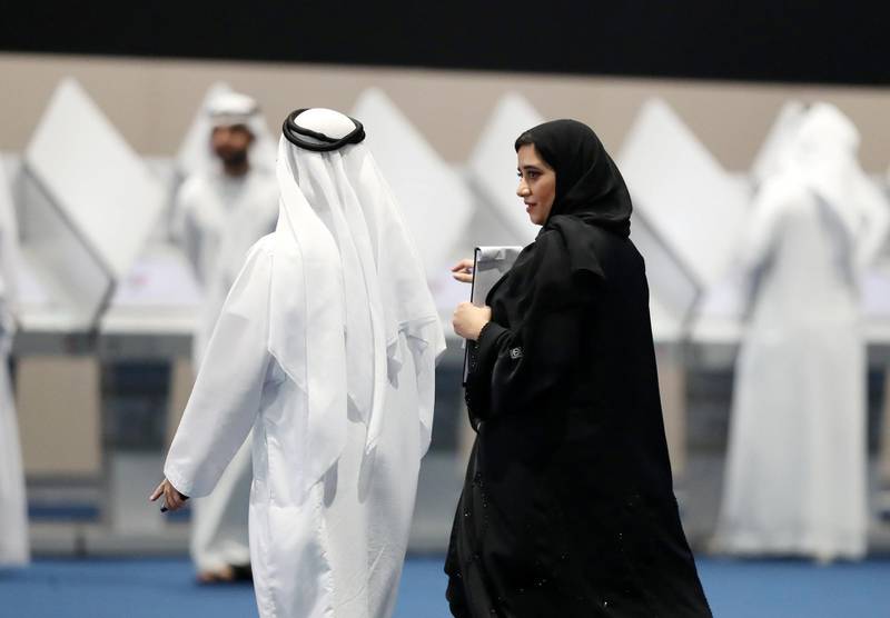 Abu Dhabi, United Arab Emirates - October 01, 2019: Early FNC voting takes place. Tuesday the 1st of October 2019. ADNEC, Abu Dhabi. Chris Whiteoak / The National