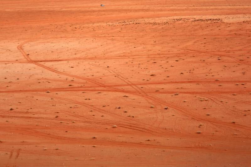 The Wadi Rum desert valley is about 70km from the border with Saudi Arabia. Photo: EPA-EFE