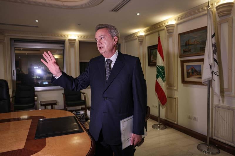 Lebanon's Central Bank Governor Riad Salameh gestures during an interview with AFP at his office in the capital Beirut. AFP
