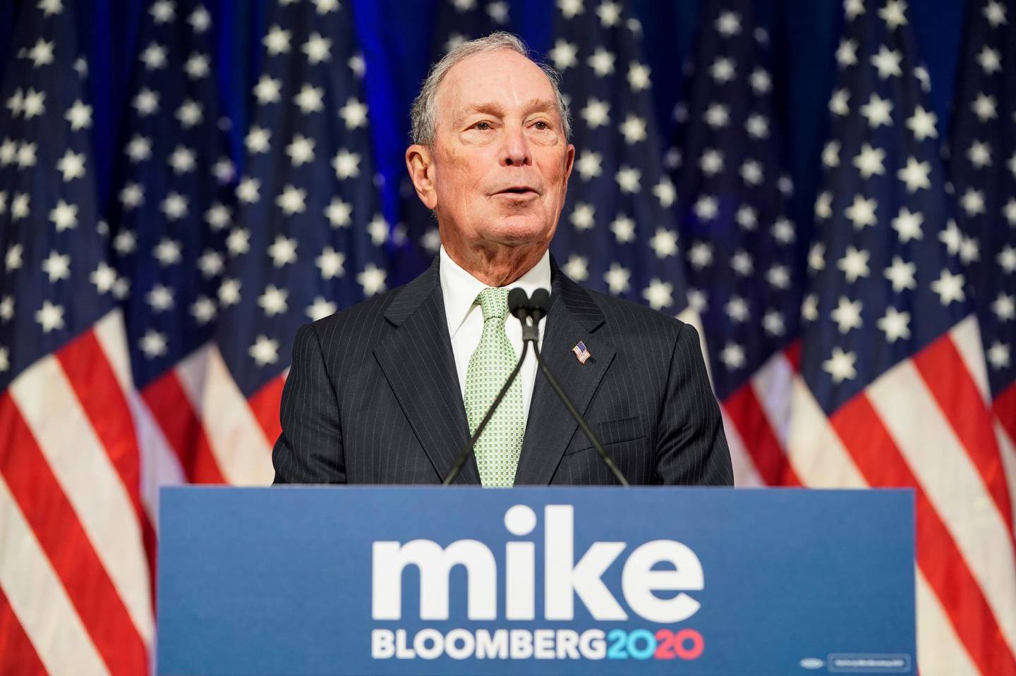 Democratic U.S. presidential candidate Michael Bloomberg addresses a news conference after launching his presidential bid in Norfolk, Virginia, U.S., November 25, 2019. REUTERS/Joshua Roberts     TPX IMAGES OF THE DAY