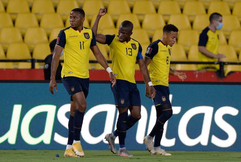 October 7, 2021. Ecuador 3 (Estrada 13', Valencia 16', 18') Bolivia 0. AFP