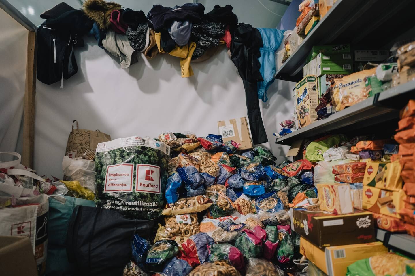 Food donations are sorted and stored in the Moldexpo centre in Chisinau. Erin Clare Brown / The National