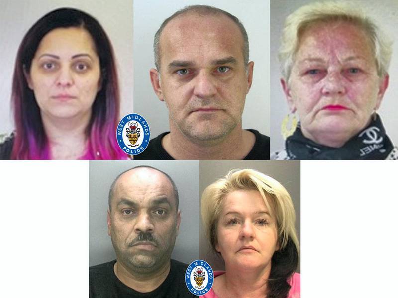 (L-R) Car wash mafia family Zdenka Ferencova, her father Pavol Ferenc, and his wife Klaudia Ferencova, bottom: Gejza Demeter and his wife Andrea Demeterova were sentenced to jail. West Midlands Police