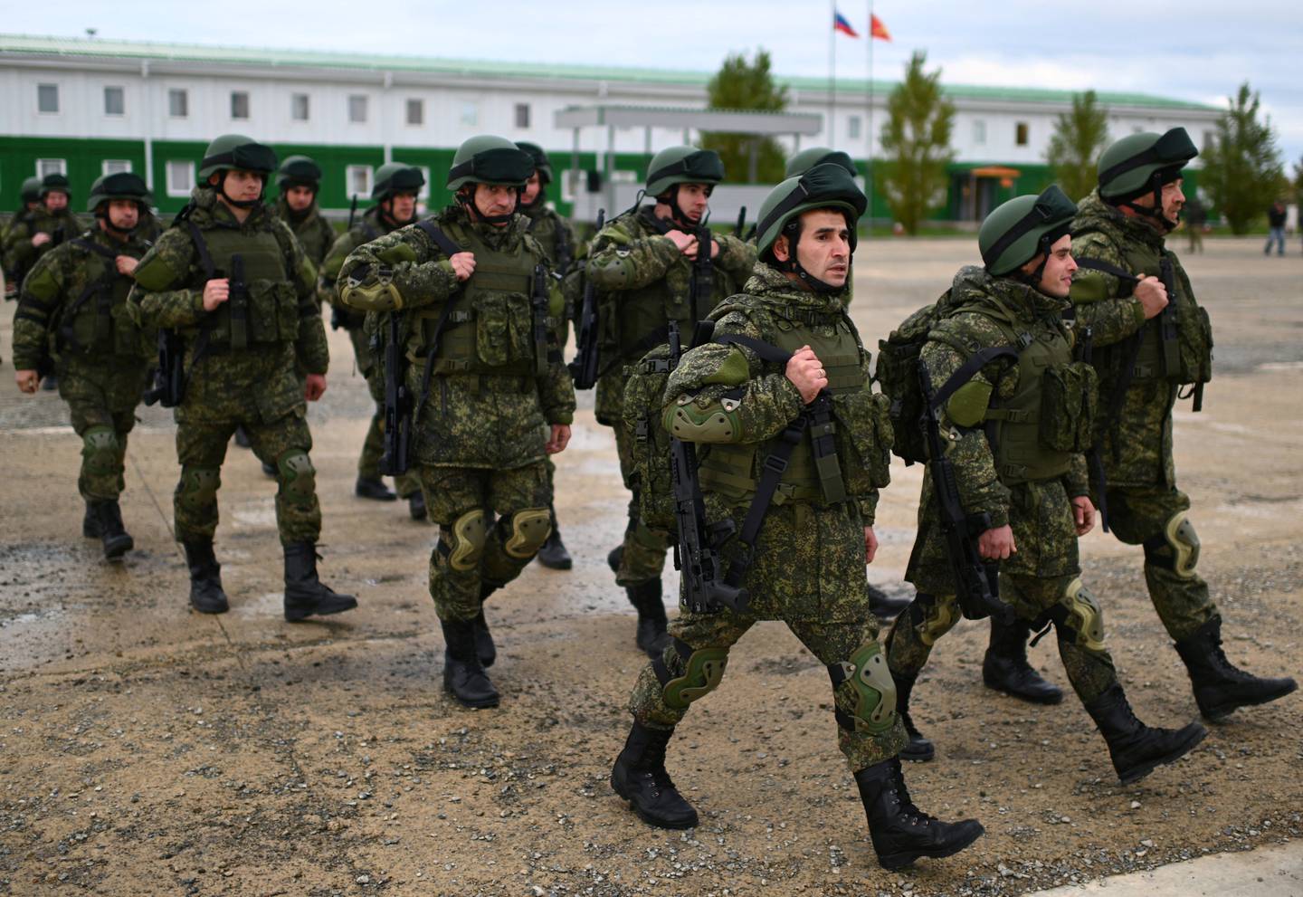 Russian reservists recruited during the partial mobilisation of troops attend a ceremony before leaving for one of the Russia-Ukraine conflict zones.  Reuters 