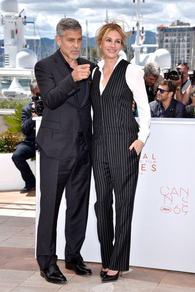 CANNES, FRANCE - MAY 12:  Actors George Clooney and Julia Roberts attend the "Money Monster" photocall during the 69th annual Cannes Film Festival at the Palais des Festivals on May 12, 2016 in Cannes, France.  (Photo by Clemens Bilan/Getty Images)