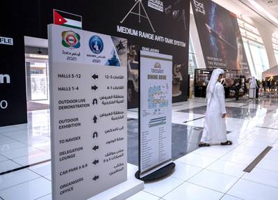 Abu Dhabi, United Arab Emirates, February 21, 2021.  Idex 2021.  Social distancing is a must on day 1 of IDEX.Victor Besa / The NationalSection:  NA/Stock Images