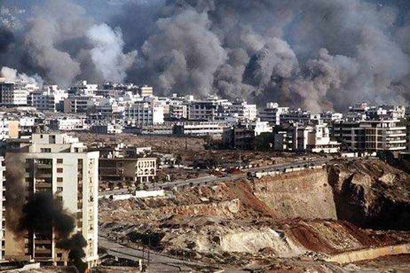 Israeli forces shell west Beirut in August 1982.