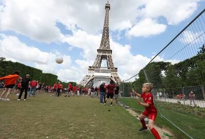 Fans gather in Paris for Liverpool v Real Madrid. PA