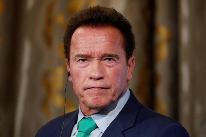 FILE PHOTO - R20 Founder and former California state governor Arnold Schwarzenegger attends a news conference ahead of the One Planet Summit in Paris, France, December 11, 2017. REUTERS/Gonzalo Fuentes/File Photo