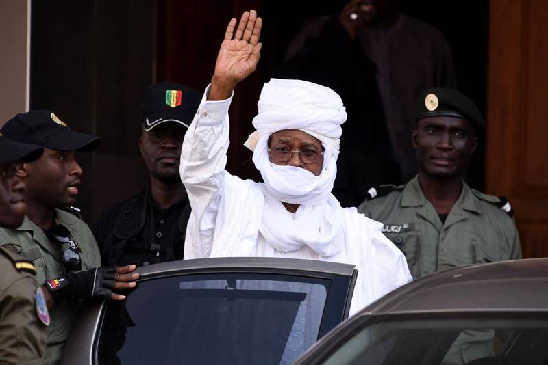 A defiant Hissene Habre, ex-dictator of Chad, leaving court after an identity hearing on June 3, 2015. Seyllou / Agence France-Presse 

 

