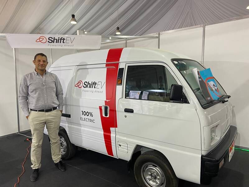Amr Helmy, co-founder and chief technology officer of Shift EV, a start-up that converts conventional vehicles into electrical vehicles. Nada El Sawy / The National 