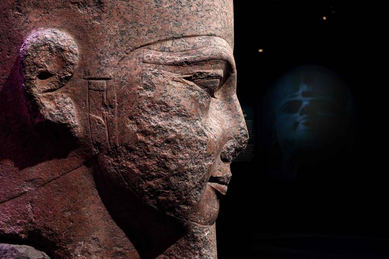 The head of a colossal statue of              Ramses II displayed at the Grande Halle de la Villette in              Paris. AFP