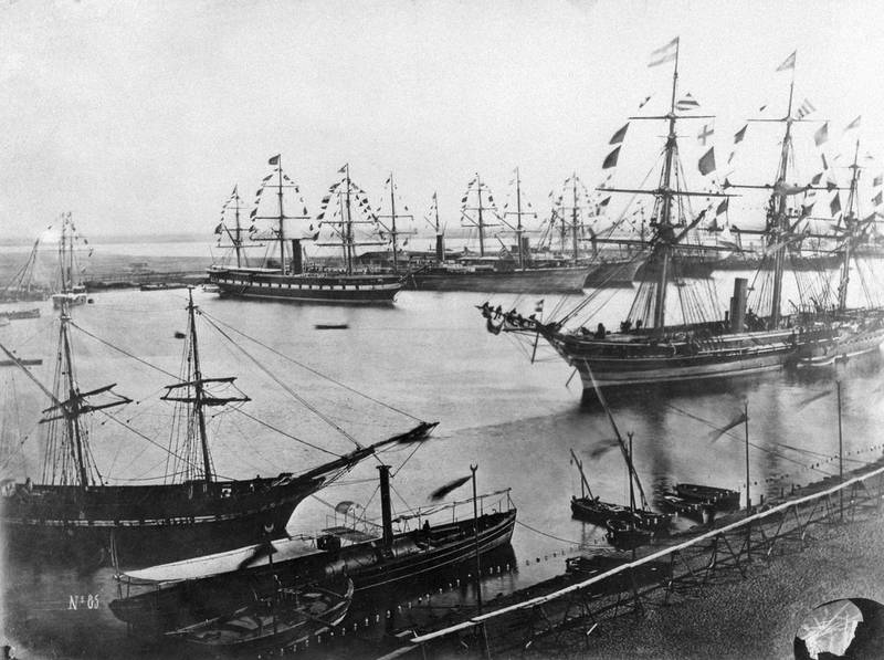 This file photo taken in November 1869 shows the inauguration of the Suez Canal in Egypt.  AFP