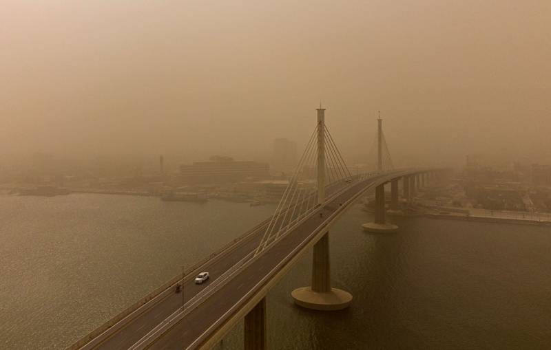 Basra shrouded in dust.