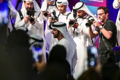 Sheikh Hamdan bin Mohammed, Crown Prince of Dubai, attends the event at Museum of the Future.
