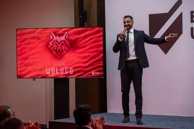 Baseball United’s chief executive Kash Shaikh announces the creation of the Dubai Wolves team at the official launch of Baseball United’s Dubai Showcase.