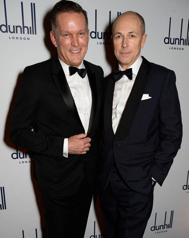 The hosts: Dylan Jones, right, wore a midnight blue shawl collar dinner jacket, white evening shirt, while the recently appointed dunhill CEO Andrew Maag wore a black silk lapel dinner jacket, white evening shirt. Courtesy dunhill