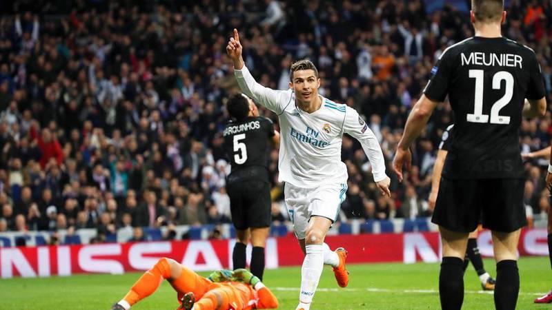 Real Madrid's Cristiano Ronaldo celebrates after scoring Madrid's second goal. Juanjo Martin / EPA