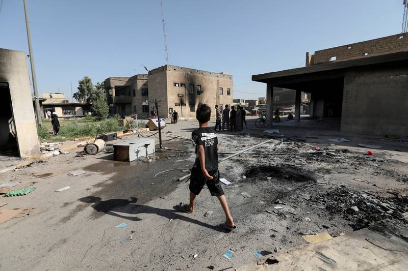 The office of rival Shiite party the Badr Organisation, which was burnt by Sadrists. Reuters