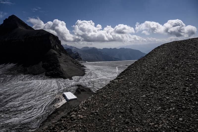 Blankets in place to prevent snow and ice from melting due to global warming on the Scex Rouge and Tsanfleuron glaciers in Switzerland. EPA