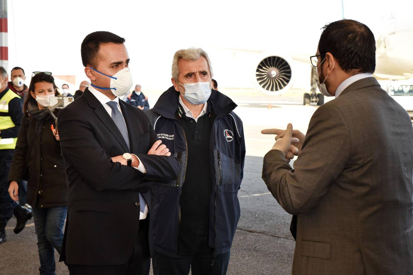 Omar Obaid Al Shamsi is briefed on the shipment after it arrived in Italy from UAE. Courtesy: Ministry of Foreign Affairs and International Cooperation