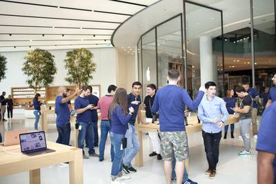 23.09.17. iPhone 8 launch in Dubai Mall Saturday morning. People has waited in line since early morning and others has pre ordered a phone online. Anna Nielsen For The National.