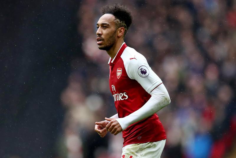 LONDON, ENGLAND - FEBRUARY 10: Pierre-Emerick Aubameyang of Arsenal during the Premier League match between Tottenham Hotspur and Arsenal at Wembley Stadium on February 10, 2018 in London, England. (Photo by Catherine Ivill/Getty Images)
