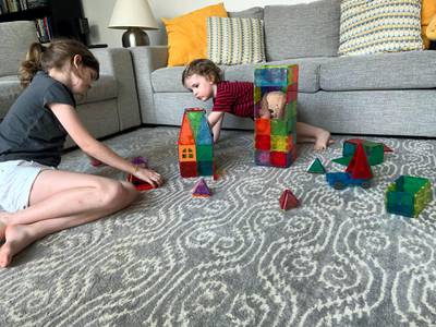 Magna-Tiles hold enduring appeal for Jacqueline Curran's children Katie, 9, and Barney, 3. Courtesy Jacqueline Curran