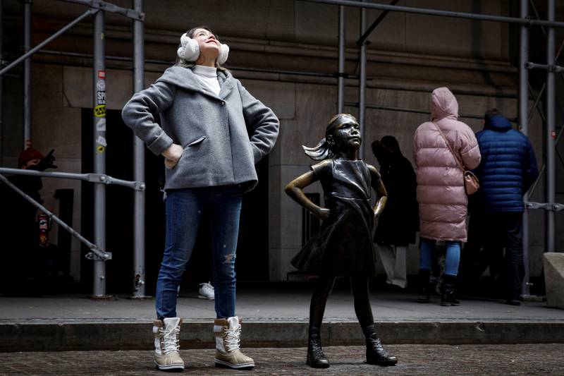 Fearless Girl was moved to its current location opposite the Stock Exchange in December 2018 and has continued to draw  visitors. Reuters