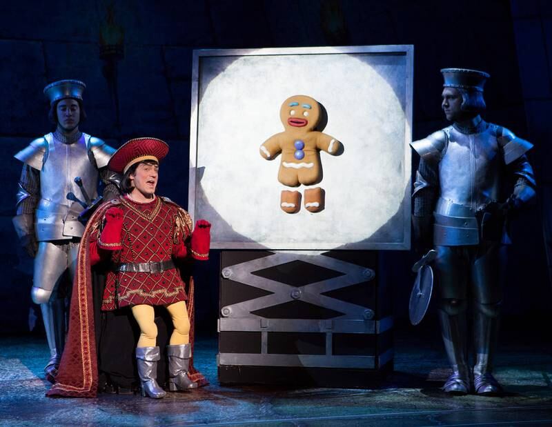 Princess Fiona, Donkey and other characters from the film join Shrek for a show that retells the beloved story in the form of a musical. Photo: Broadway Entertainment Group