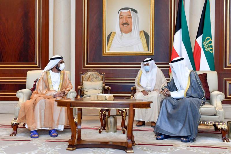 Sheikh Mohammed bin Rashid, Vice President and Ruler of Dubai, visits Kuwait to offer his condolences to the new emir, Sheikh Nawaf Al Ahmad, on the death of his brother, Sheikh Sabah Al Ahmad. Courtesy: Dubai Media Office