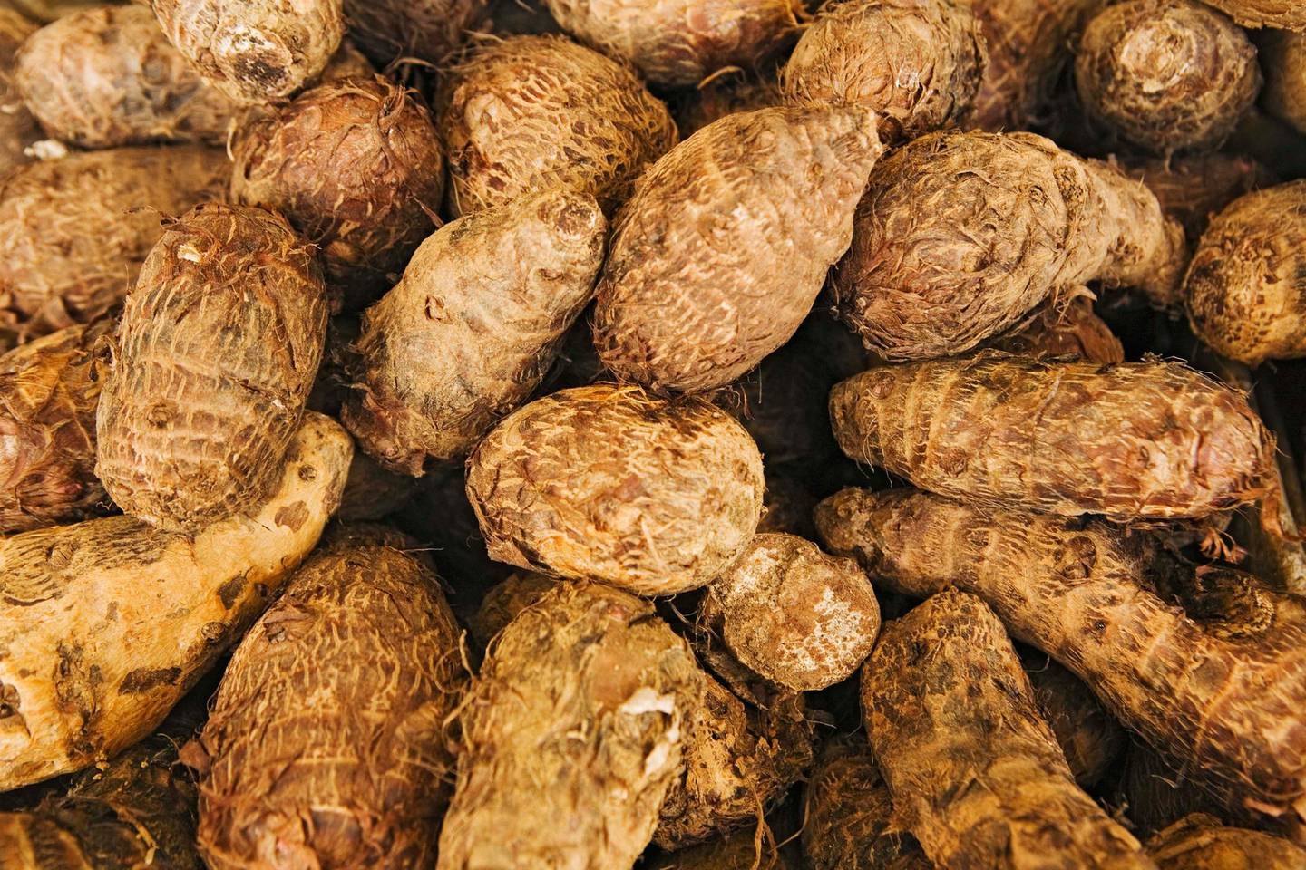 Taro root sold in a public market. Getty Images
