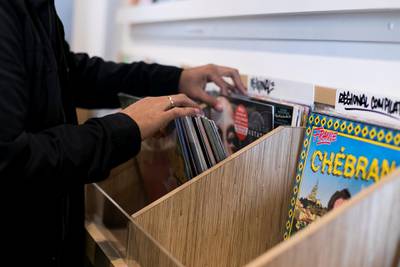 Dubai, UNITED ARAB EMIRATES - FEBRUARY, 18 2019.Records sold at Dubai's vinyl record store – The Flip Side, in Al Serkal Avenue.(Photo by Reem Mohammed/The National)Reporter: Section:  NA