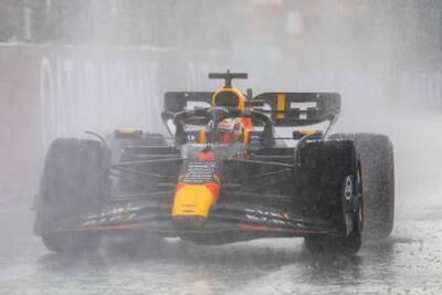 Dutch driver  Max Verstappen of Red Bull Racing in action in the rain before the race was suspended. EPA