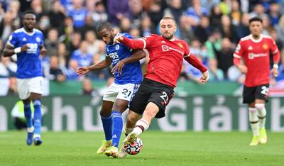 Luke Shaw – 6. Crosses didn’t always reach teammates and he kept cutting inside. Tidy header to stop 57th minute Leicester attack, but nowhere near effective enough. One of the best players last season. Not this. AFP
