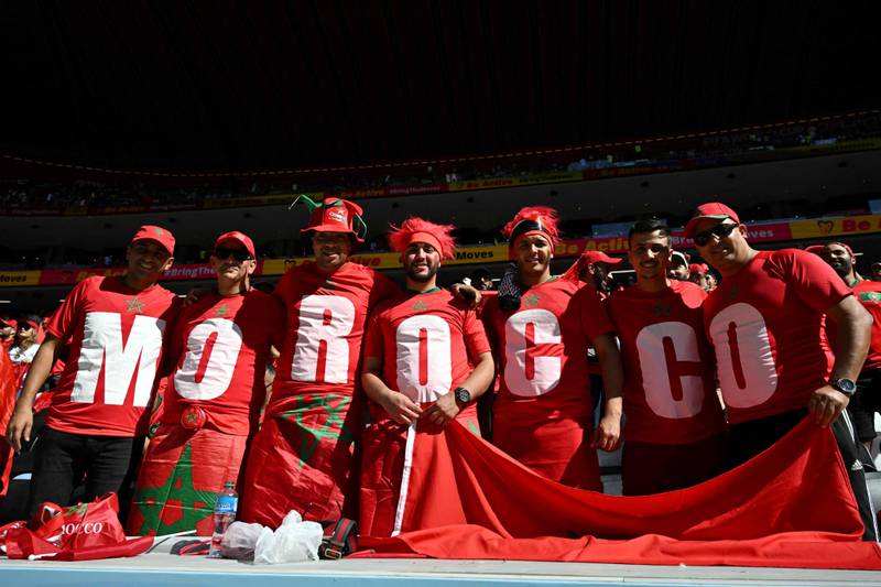 Fans in co-ordinated T-shirts show their support for Morocco. AFP