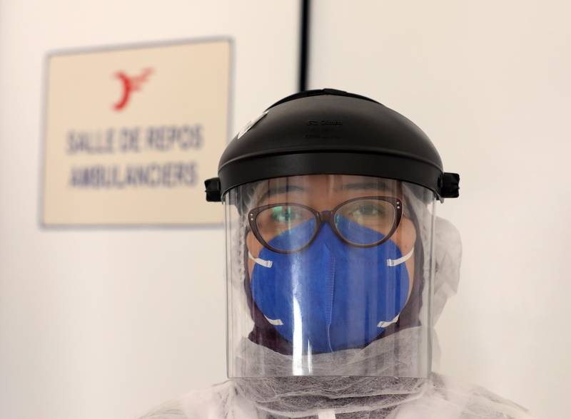Abir Mdini,  a physician of SAMU Tunisia, wears protective equipment before visiting the coronavirus patients in Tunis, Tunisia. EPA