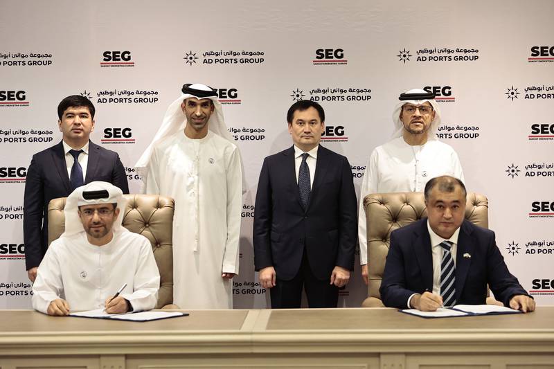 Officials at the signing of the agreements between AD Ports Group and SEG. Photo: AD Ports Group