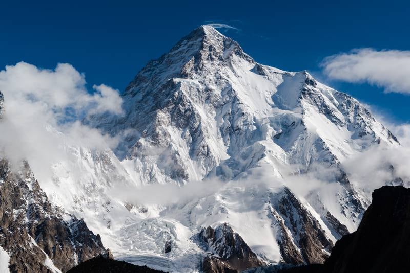 K2 as seen from Broad Peak base camp on the Baltoro Glacier in Pakistan. All photos: Getty Images