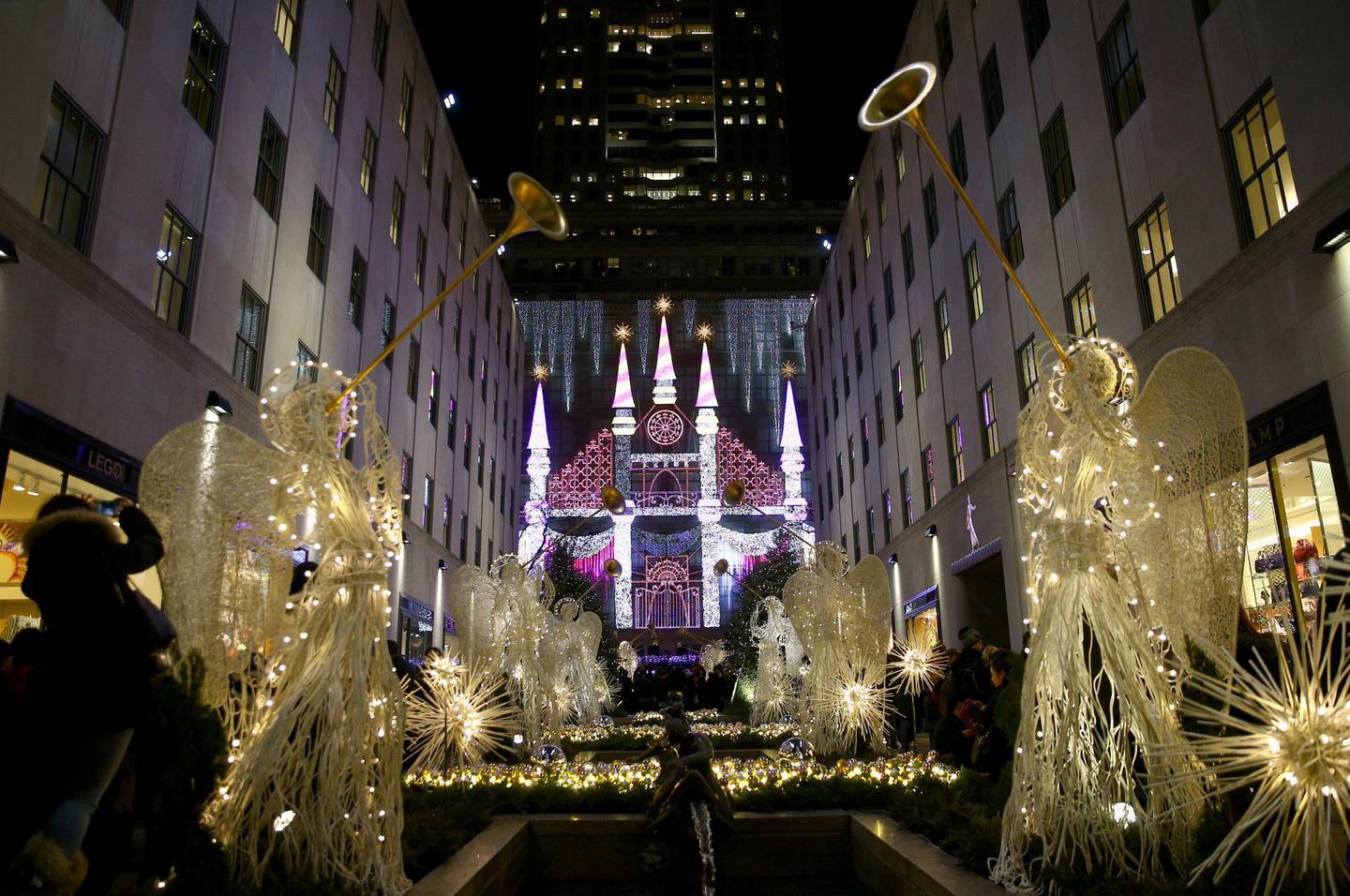 NEW YORK, USA - DECEMBER 23 : A view of illuminated decorations ahead of the Christmas at Rockefeller Center in New York, USA on December 23, 2016. Illuminated decorations are placed in streets and houses within christmas and new year preparations.  (Photo by Volkan Furuncu/Anadolu Agency/Getty Images)