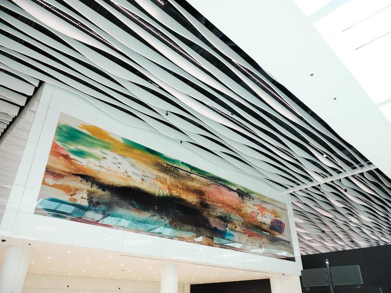 Glass art installations feature in the terminal building. Bahrain Airport Company
