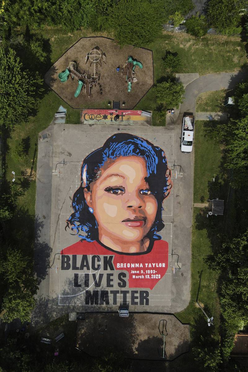  A ground mural depicting Taylor is seen at Chambers Park in Annapolis, Maryland. AP