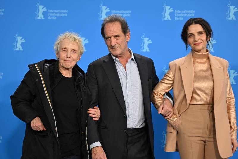 French film director Claire Denis, actor Vincent Lindon and actress Juliette Binoche promote 'Both Sides of the Blade'. The film won Best Director at the Berlin Film Festival. EPA