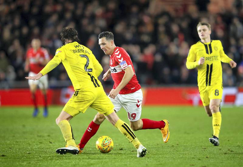 MIDDLESBROUGH, ENGLAND - DECEMBER 18:  Stewart Downing of Middlesbrough takes on John Brayford of Burton Albion during the Carabao Cup Quarter Final match between Middlesbrough and Burton Albion at Riverside Stadium on December 18, 2018 in Middlesbrough, United Kingdom.  (Photo by Alex Livesey/Getty Images)