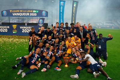 Paris Saint-Germain's players celebrate. AFP