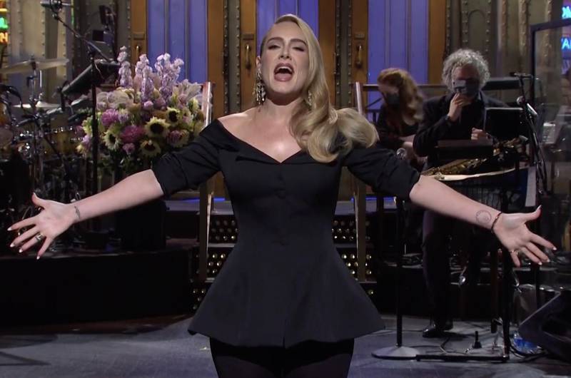 Adele, in Brock Collection, appears on an episode of 'Saturday Night Live' on October 24, 2020. YouTube / NBC