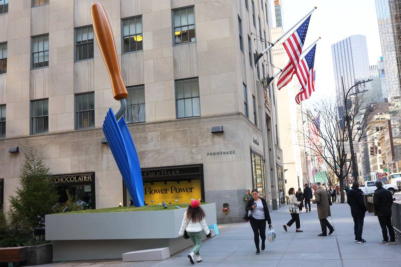The married artists also installed 'Plantoir, Blue' at the Channel Gardens in Rockefeller Center, New York City. AFP