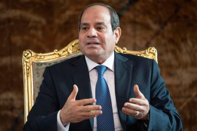 Egyptian President Abdel Fattah El Sisi during his meeting with US Secretary of State Antony Blinken in Cairo on October 15. AP