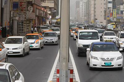 Sharjah, March 19, 2012 - Traffic on Al Sharq Street in Sharjah City, Sharjah, March 19, 2012. (Jeff Topping/The National) 