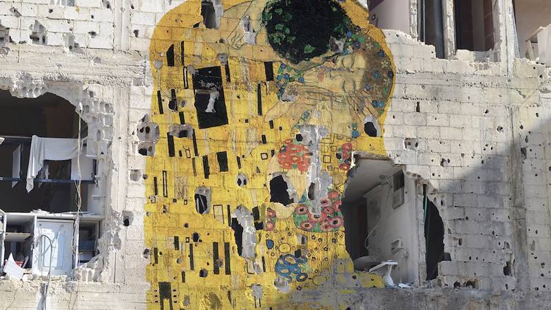 'Freedom Graffiti' by the artist Tammam Azzam, who appears in 'The Story Won't Die'. 